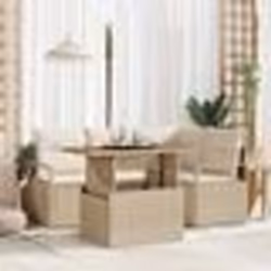 vidaXL Ensemble de canapé de jardin 5 pièces avec coussins en poly rotin beige et en acacia.