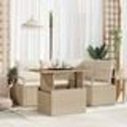 vidaXL Ensemble de canapé de jardin 5 pièces avec coussins en poly rotin beige et en acacia.