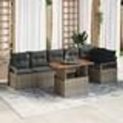 vidaXL Ensemble de canapé de jardin 7 pièces avec coussins en poly rotin gris et acacia.