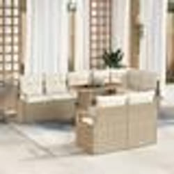 vidaXL Canapé de Jardin 9 Pièces avec Coussins Beige en Osier Synthétique Acacia