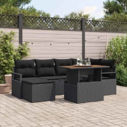 vidaXL Ensemble de salle à manger pour jardin 7 pcs Noir et Marron