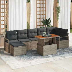 vidaXL Canapés de jardin 8 pièces avec coussins gris en poly rotin et acacia