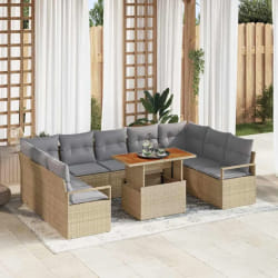 vidaXL Ensemble de canapé de jardin avec coussin 10 pcs Beige et gris