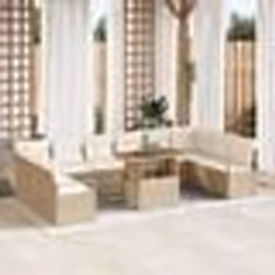 vidaXL Ensemble de canapé de jardin 11 pièces avec coussins en poly-rotin beige et acacia
