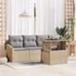 vidaXL Set de jardin 5 pièces avec coussins en poly rattan beige et acacia