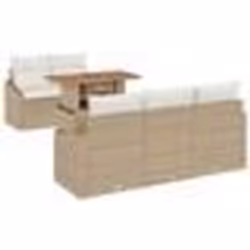 vidaXL Ensemble de salle à manger de jardin 6 pièces avec coussins en poly rotin beige et acacia