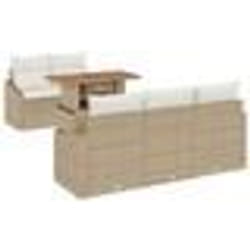 vidaXL Ensemble de salle à manger de jardin 6 pièces avec coussins en poly rotin beige et acacia