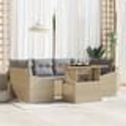 vidaXL Ensemble de jardin 7 pièces avec des coussins en poly rotin beige et acacia