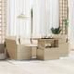 vidaXL Set de jardin 7 pièces avec coussins en poly rotin et acacia beige