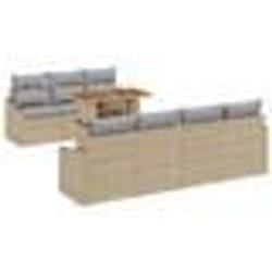 vidaXL Set de salle à manger de jardin 8 pièces avec coussins en poly rotin beige et acacia