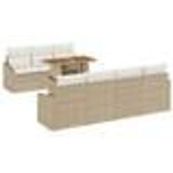 vidaXL Ensemble de jardin 8 pièces avec coussins beige en poly rotin Acacia