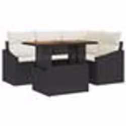 vidaXL Set de jardin 5 pièces avec coussins en poly rattan noir