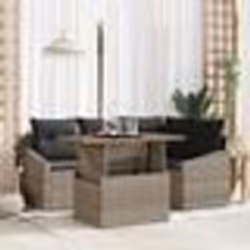 vidaXL Ensemble de salle à manger de jardin 5 pièces avec coussins en rattan polygris et en acacia
