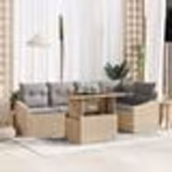 vidaXL Ensemble de jardin 6 pièces avec coussins en polyrotin beige et acacia