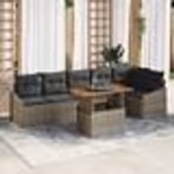 vidaXL Ensemble de salle à manger de jardin 7 pièces avec coussins en résine poly gris et acacia