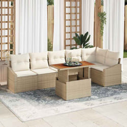 vidaXL Ensemble de salle à manger de jardin 7 pièces avec coussins beige