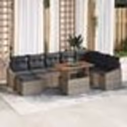 vidaXL Set de jardin 9 pièces avec coussins gris acacia