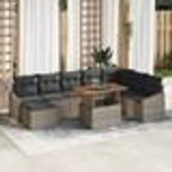 vidaXL Set de jardin 9 pièces avec coussins gris acacia