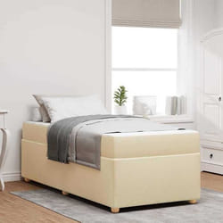 vidaXL Lit complet avec matelas en tissu crème mousse haute densité finition mate dimensions 90 x 200 cm sans montage 3399333