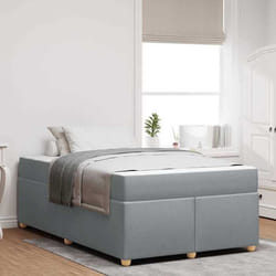 vidaXL Lit complet gris clair avec matelas en mousse haute densité cadre en tissu 120 x 200 cm style moderne fermeté 3399349