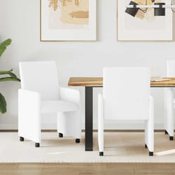 Chaises De Salle À Manger Avec Roues Avec Des Roues 2 Pcs Blanc Vidaxl