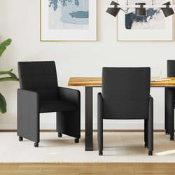 Chaises De Salle À Manger Avec Roues 2 Pcs Noir 58 X 65 X 94 Cm Vidaxl