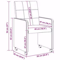 Chaises De Salle À Manger Avec Roues 2 Pcs Noir 58 X 65 X 94 Cm Vidaxl - Vue supplémentaire 2