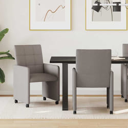 Chaises De Salle À Manger Avec Roues 2 Pcs Taupe Tissu Vidaxl