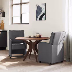 Chaises De Salle À Manger Avec Roues 2 Pcs Gris Foncé Vidaxl - Vue supplémentaire 2