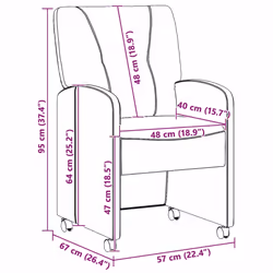 Chaises De Salle À Manger Avec Roues 2 Pcs Noir 57 X 67 X 95 Cm Vidaxl - Vue supplémentaire 2
