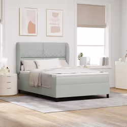 Lit Box Spring vidaXL avec Matelas Gris Clair 140x190 cm Velours 3340976