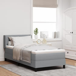 Lit à ressorts vidaXL avec matelas gris clair 90x190 cm en tissu Tête de lit capitonnée vidaXL gris clair 90 cm en tissu 3341076