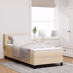 Lit Box Spring vidaXL avec Matelas Crème 100x200 cm Tissu Tête de Lit vidaXL Design Bloc Diamant Crème 100 cm Tissu 3341158