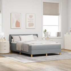 Lit gris clair avec sommier 140x190 cm en tissu Tête de lit capitonnée gris clair 140 cm en tissu 3341286