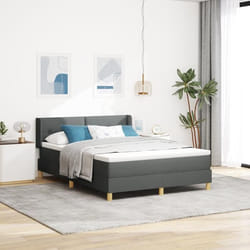 Lit avec sommier à ressorts vidaXL avec Matelas Gris foncé 160x200 cm Tissu Tête de lit rembourrée vidaXL Gris foncé 160 cm