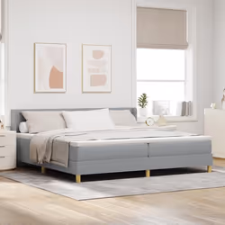 Lit avec Sommier vidaXL avec Matelas Gris Clair 200x200 cm Tissu Tête de Lit Capitonnée vidaXL Gris Clair 200 cm Tissu 334131 ...