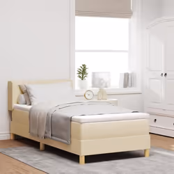 Lit à Sommier vidaXL avec Matelas Crème 100x200 cm Tissu Tête de Lit vidaXL Design Blocs Diamants Crème 100 cm Tissu 3341347