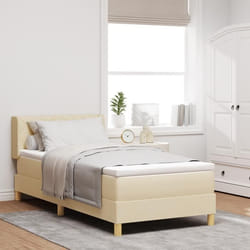 Lit à Sommier vidaXL avec Matelas Crème 100x200 cm Tissu Tête de Lit vidaXL Design Blocs Diamants Crème 100 cm Tissu 3341347