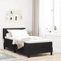 Vidaxl Lit À Ressorts Avec Matelas Noir 100x200 Cm En Velours Noir