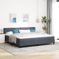 Lit Box Spring vidaXL avec Matelas Gris Foncé 200x200 cm Velours 3341541