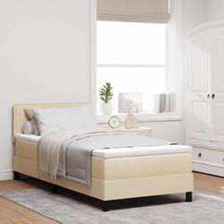 Vidaxl Lit À Ressorts Avec Matelas Crème 90 X 190 Cm Tissu
