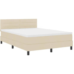 Lit À Ressorts Avec Matelas Crème 160 X 200 Cm Tissu Vidaxl