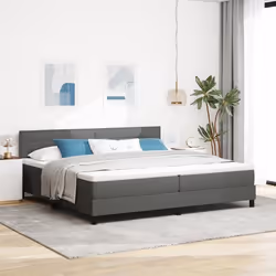 vidaXL Lit Box Spring avec Matelas & LED Gris Foncé 200x200 cm Tissu 3342157