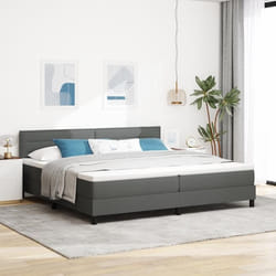 vidaXL Lit Box Spring avec Matelas & LED Gris Foncé 200x200 cm Tissu 3342157