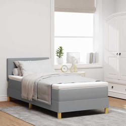 Vidaxl Lit À Ressorts Avec Matelas Gris Clair 100 X 200 Cm Tissu