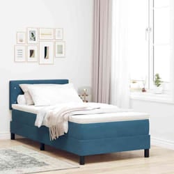 Vidaxl Lit À Ressorts Avec Tête De Lit Bleu Foncé 90 X 190 Cm Velours