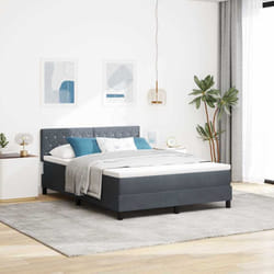 Vidaxl Lit À Ressorts Avec Tête De Lit Gris Foncé 140 X 200 Cm Velours