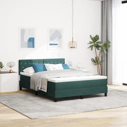 vidaXL Lit à ressorts avec matelas & LED Vert foncé 140x200 cm Velours 3342593