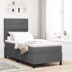 vidaXL Lit à ressorts avec matelas et lumière LED gris foncé 90x190 cm en tissu 3342831
