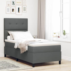 vidaXL Lit à ressorts avec matelas et lumière LED gris foncé 90x190 cm en tissu 3342831